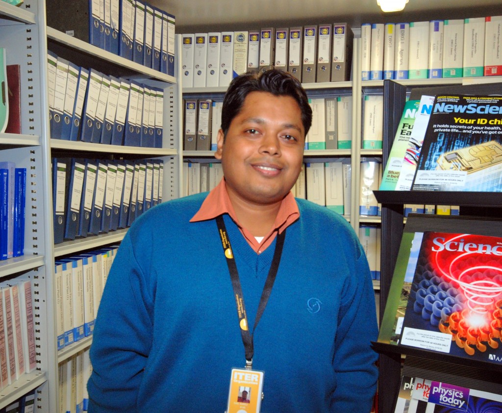 Saroj Das in the ITER Library before renovations (Building 519, Room 15)