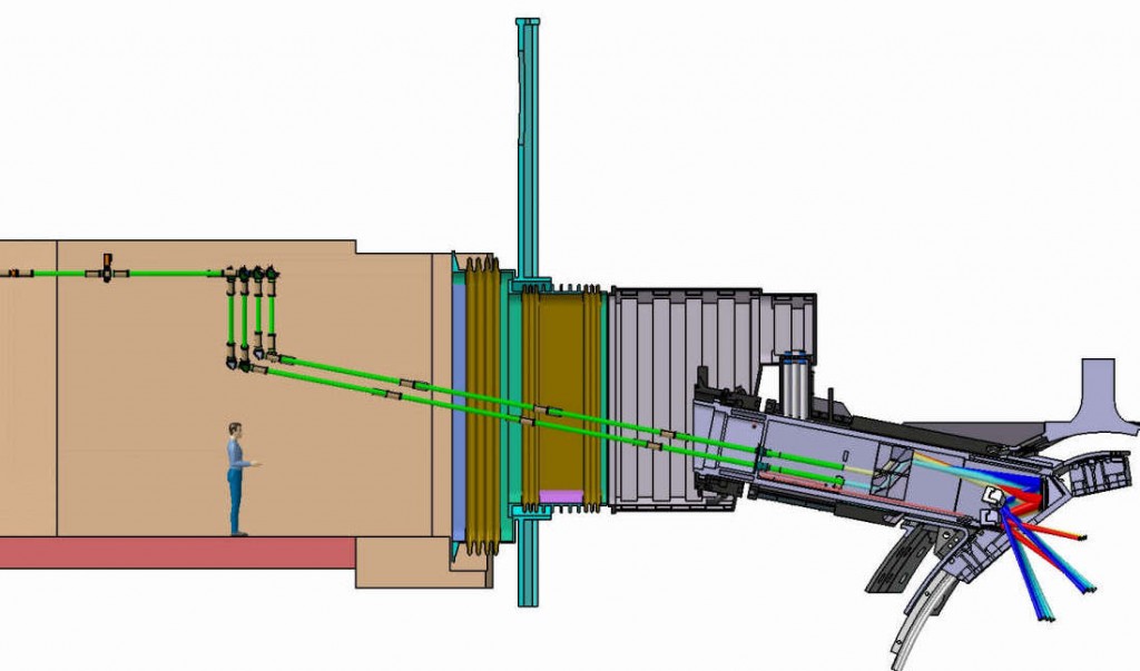 The four electron cyclotron upper launchers in ITER will beam energy into the plasma to counter the development of instabilities. 