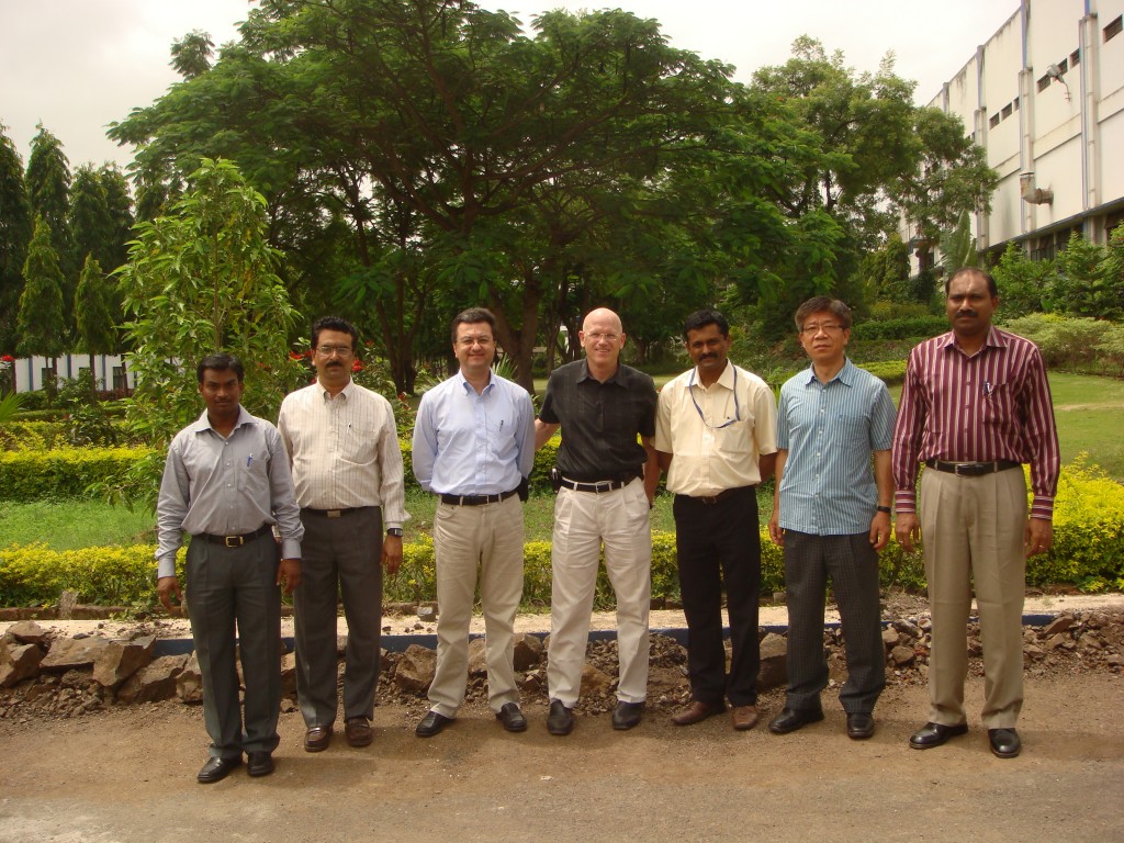 The Cooling Water System Group in front of the Alfa-Laval garden just adjacent to their fabrication facility: Dinesh Gupta, KP Chang, Giovanni Dell'Orco, Curd Warren with Ajith Kumar of ITER India and staff members of Alfa-Laval.