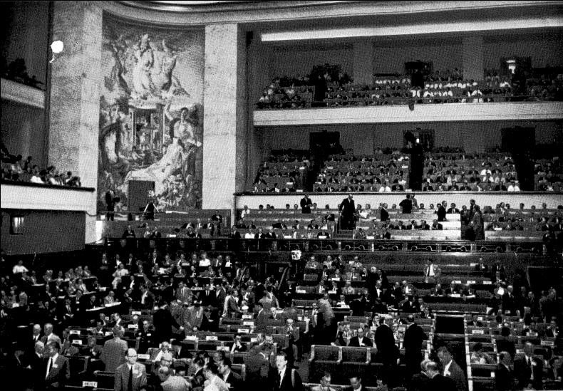 The opening session of the 1958 conference in Geneva.