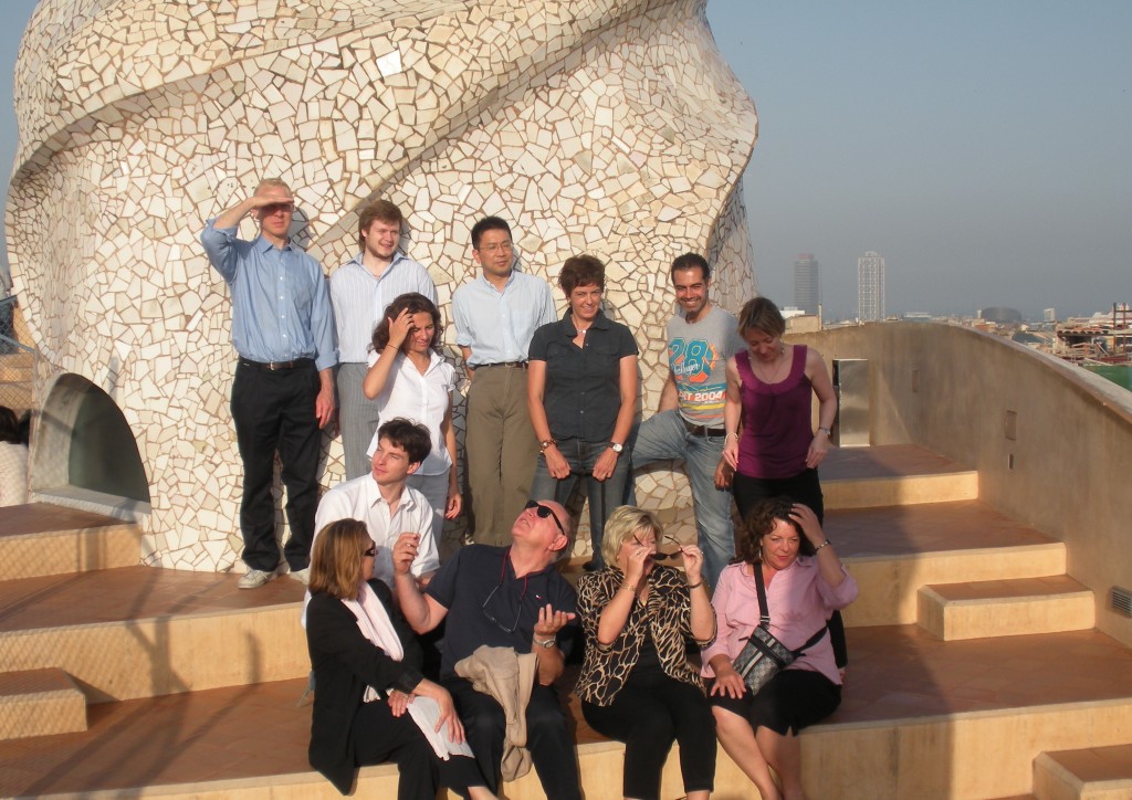 The Communication officers from the ITER Organization and the Domestic Agencies on the roof of Gaudi's Casa Mila in Barcelona after the meeting.