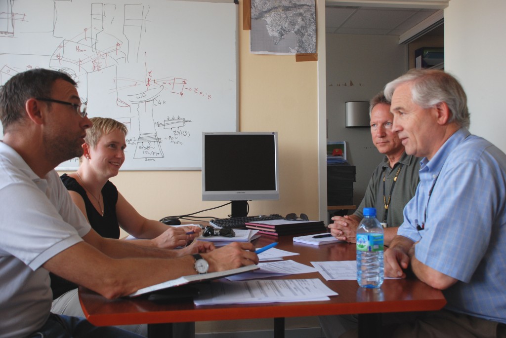 PA Project Teams have been established for each Procurement Arrangement. Pictured here are the ITER Organization members of the Conductor PA Project Team in action: (from left) Arnaud Devred, Section Leader for ITER's Superconducting Systems; Ina Backbier, Senior Project Coordinator; Mark Gardner, Magnets Quality Assurance Responsible Officer; and Pat Vaughn, Planning & Scheduling Officer.