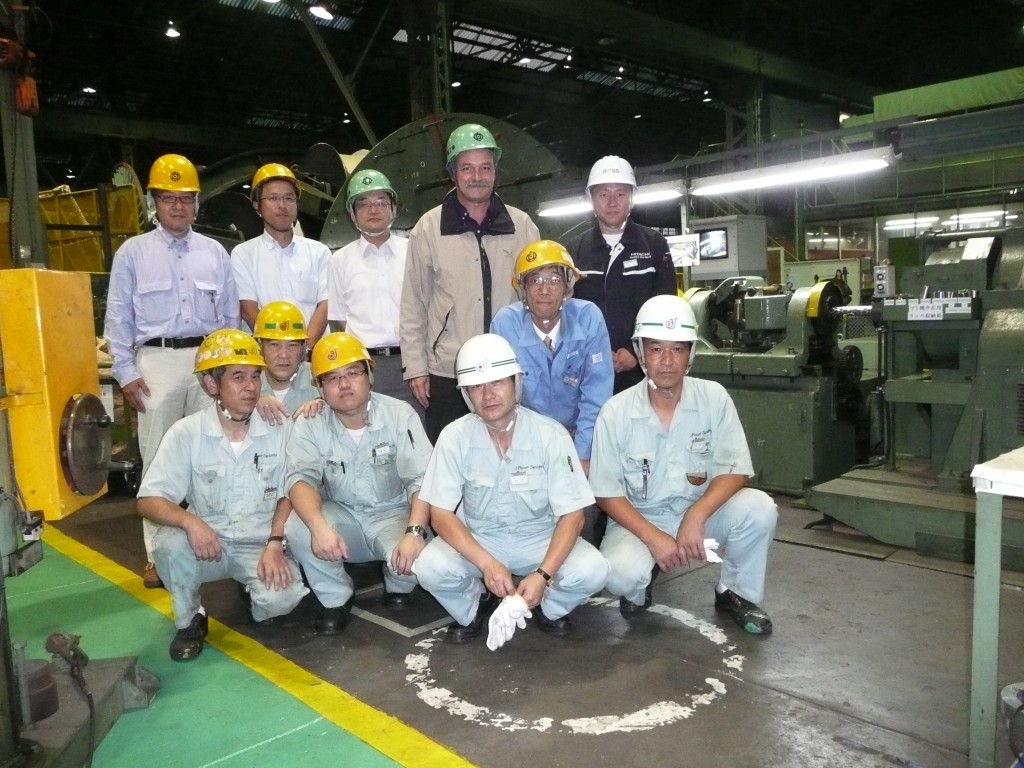 Denis Bessette (standing, second from right) in Hakata, Japan where he witnessed the successful conclusion of the dummy cable unit fabrication for the ITER toroidal field coil.