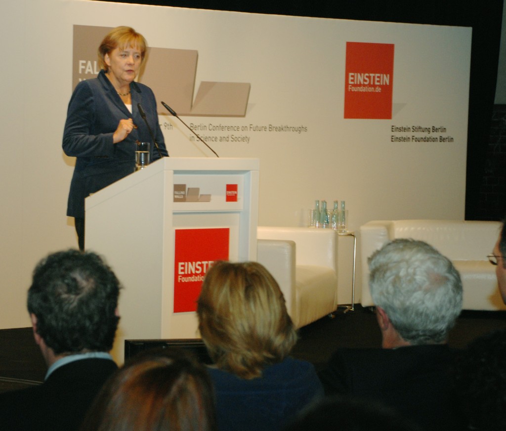 "Both in politics and in science ... no one can make it on his own any more," the German Chancellor Angela Merkel said in a stunning speech to the Falling Walls science community. (Click to view larger version...)
