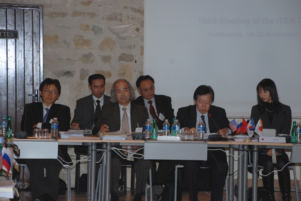 The Japanese Delegation to the ITER Council: Jun Yanagi, Yoshiyuki Chihara, Shinzaburo Matsuda, Toshihide Tsunematsu, Toichi Sakata, and the interpreter.