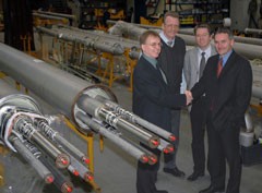 Contract launch meeting at DeMaCo, with from left to right: Robert Pearce (EFDA), Hans Jensen (FZK), Christian Day (FZK), and Ronald Dekker (DeMaCo). 
