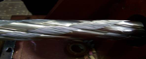 Toroidal field cable before final stainless steel wrapping.