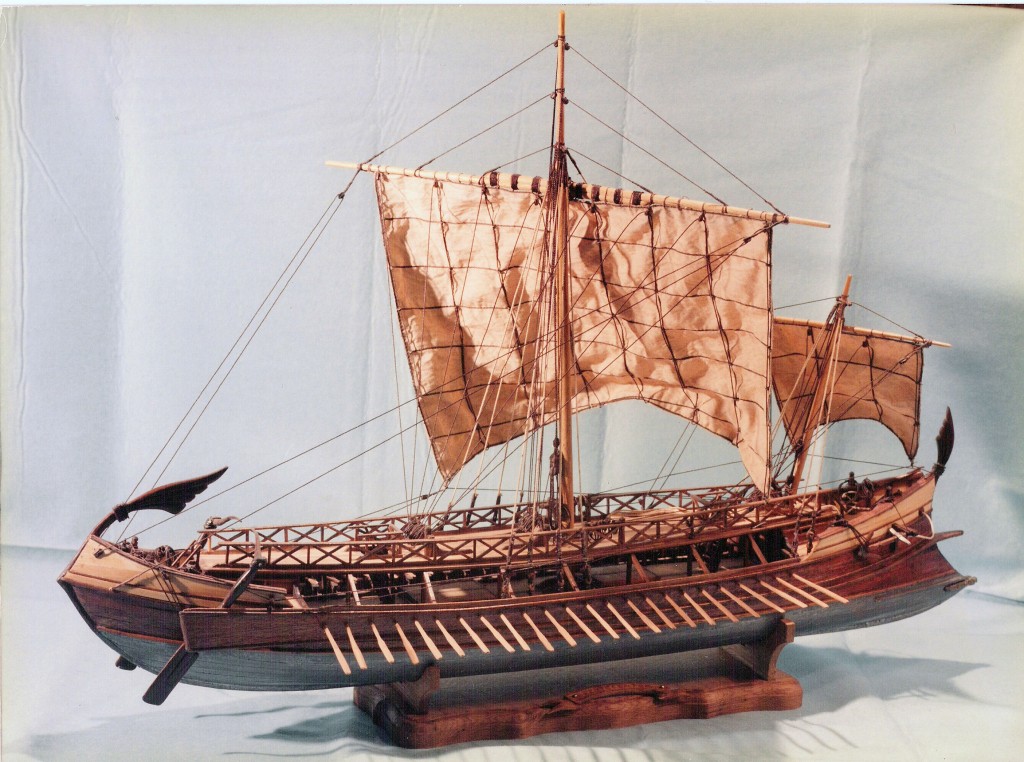 Protis and his men sailed and rowed the whole length of the Mediterranean in a 50-oar ship like this one.  (Click to view larger version...)