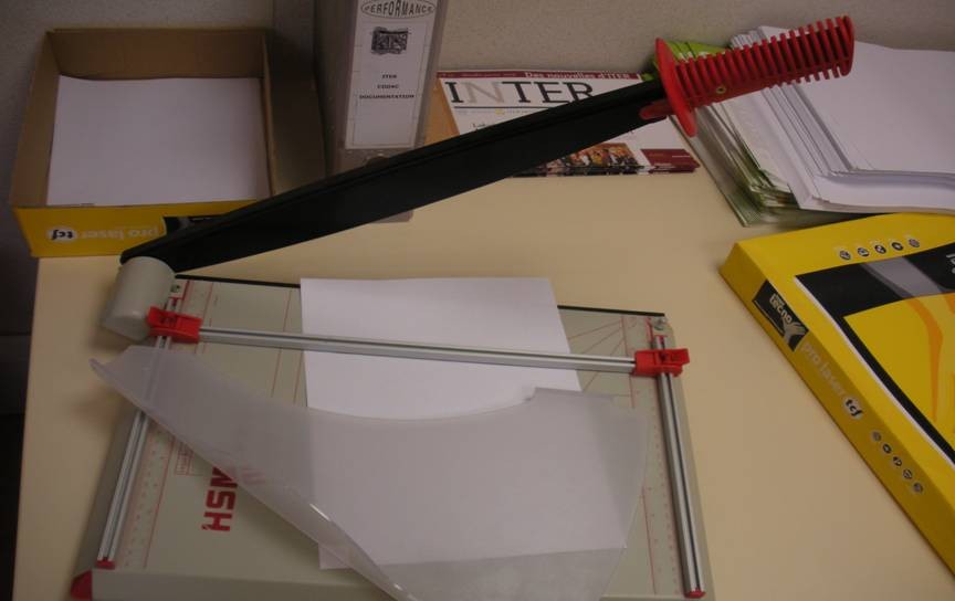 Cutting paper with this tool is anything but a routine thing. (Click to view larger version...)